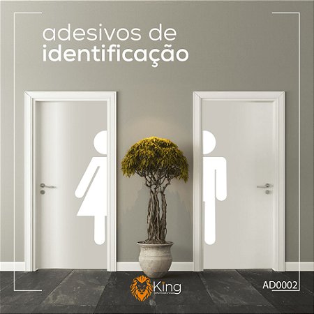 Kit 2 Adesivos Porta Banheiro Identificação Homem Mulher Cor Branco
