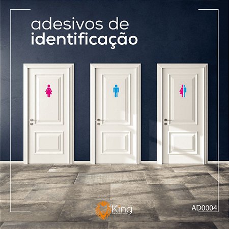 Kit 3 Adesivos Porta Banheiro Identificação Homem Mulher Unissex-Azul e Rosa
