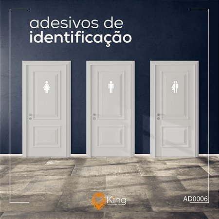 Kit 3 Adesivos Porta Banheiro Identificação Homem Mulher Unissex-Cor Branco