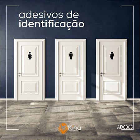 Kit 3 Adesivos Porta Banheiro Identificação Homem Mulher Unissex-Cor Preto