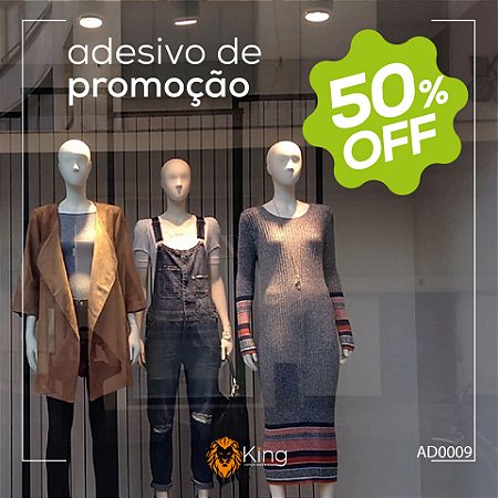 Adesivo Vitrine Promoção OFF - 60x60cm - Verde e Branco