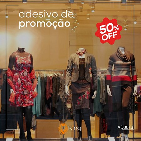 Adesivo Vitrine Promoção OFF - 30x30cm - Vermelho e Branco