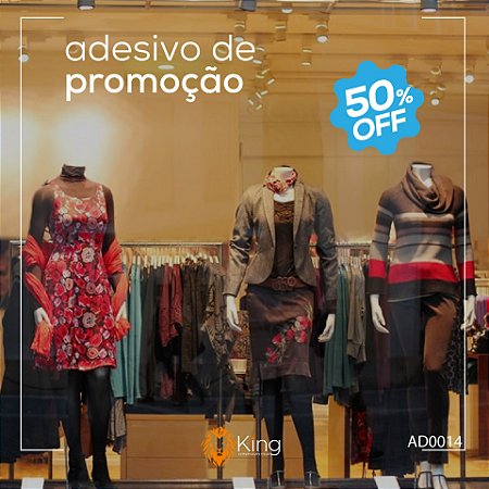 Adesivo Vitrine Promoção OFF - 30x30cm - Azul e Branco