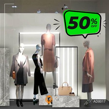 Adesivo Vitrine Promoção OFF - 100x64cm - Verde e Preto
