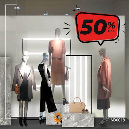 Adesivo Vitrine Promoção OFF - 100x64cm - Vermelho e Preto