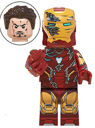 Boneco Bloco Montar Iron Man Manopla Vingadores