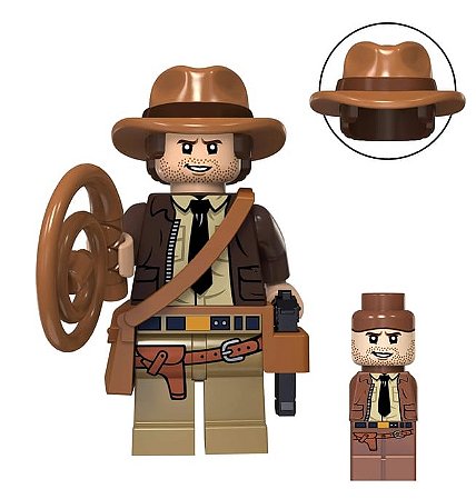 Boneco Bloco de Montar arqueólogo Indiana Jones