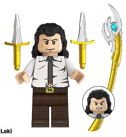 Boneco Bloco de Montar Vilão Loki Marvel (Deus da Trapaça)