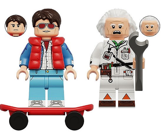 Boneco Bloco de Montar De Volta para o Futuro Marty Mcfly e Doc Brown