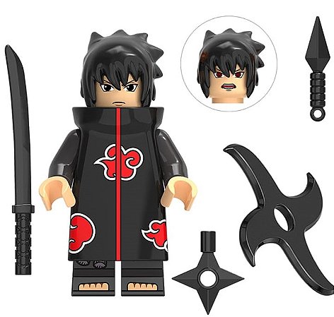 Boneco Bloco de Montar Nauto Sasuke Uchiha Akatsuki