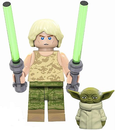 Boneco Bloco Montar Luke Skywalker e Yoda Star Wars