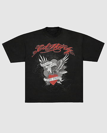 CAMISETA ED HARDY "BRAVE HEARTS" COM PEDRARIA