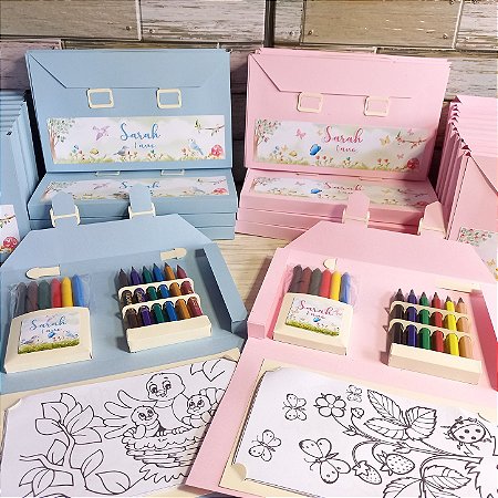 Kit de Colorir Jardim Encantado Personalizado para Festa Infantil | Maletinha de Colorir