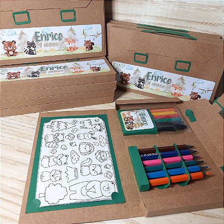Kit de Colorir Bosque (Jardim Encantado) Personalizado para Festa Infantil | Maletinha de Colorir