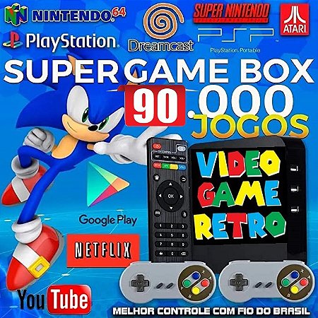 Video Game Box 90000 Jogos Clássicos Retro 2 Controles com Fio - GAME LIFE  BRASIL