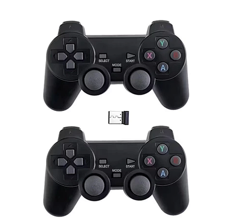 2 Controles Joystick Playstation Ps2 Ps3 PC Notebook Computador Sem Fio C/ Mini Plug Adaptador USB Bluetooth