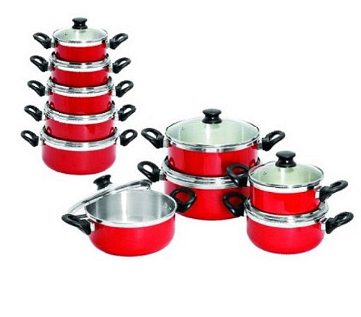 Jogo de caçarola color com tampa de vidro