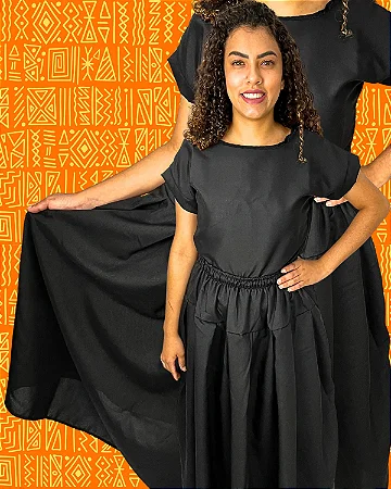 Conjunto Preto de Terreiro – Bata e Saia