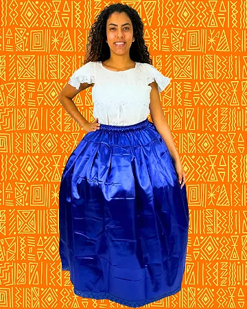Saia Azul Escuro de Cetim