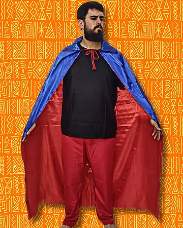 Capa de Cetim Azul e Vermelho com Gola