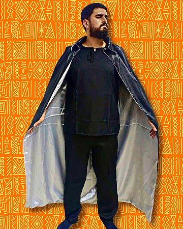 Capa de Cetim Preto e Branco com Gola