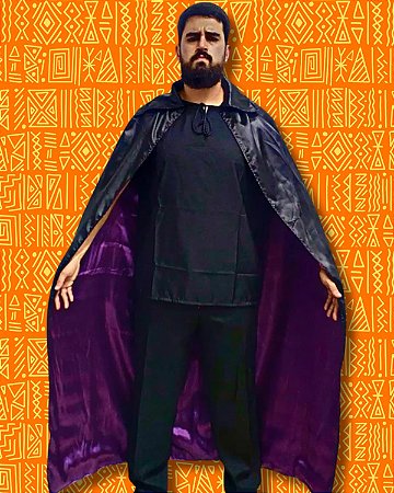 Capa de Cetim Preto e Roxo com Gola