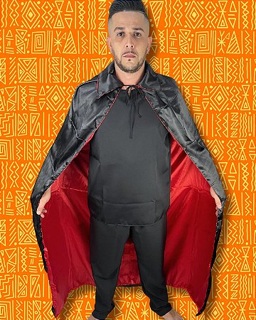Capa de Cetim Preto e Vermelho com Gola