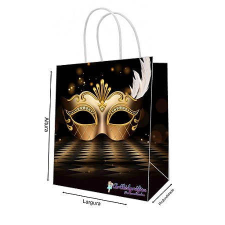 Sacola de Papel Personalizada Baile de Máscaras