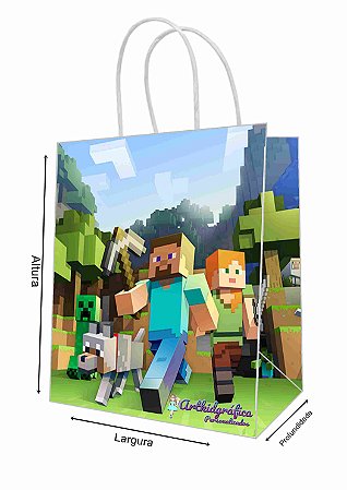 Sacola de Papel Personalizada Minecraft