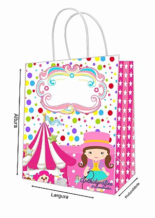 Sacola de Papel Personalizada Circo Menina