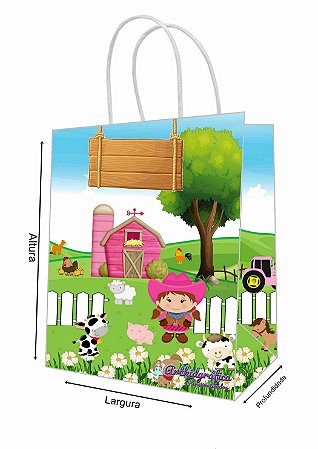 Sacola de Papel Personalizada Fazendinha Menina