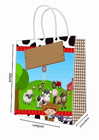 Sacola de Papel Personalizada Fazendinha Menino