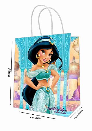 Sacola de Papel Personalizada Jasmine e Aladdin