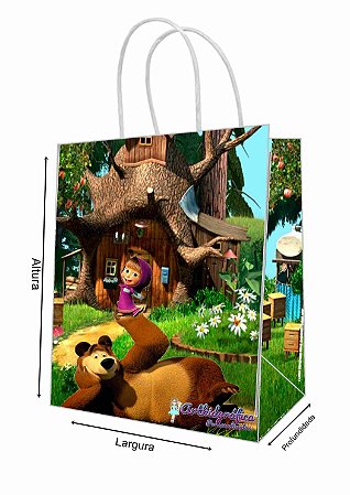 Sacola de Papel Personalizada Marsha e o Urso