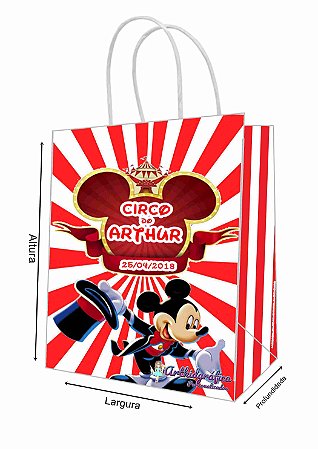 Sacola de Papel Personalizada Mickey Circo