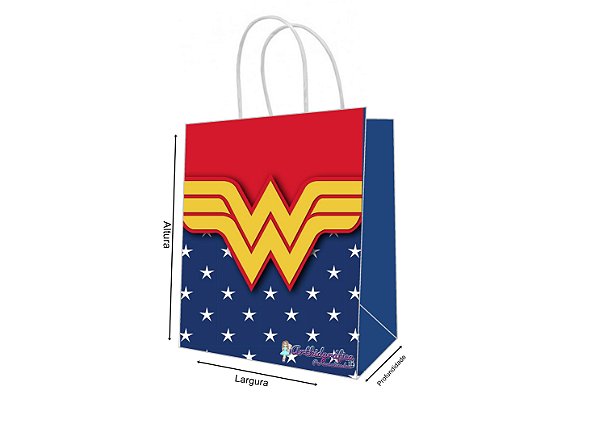 Sacola de Papel Personalizada Mulher Maravilha