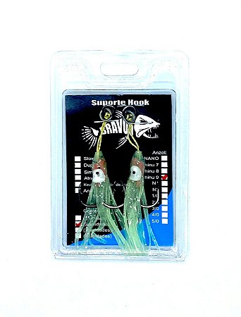 Micro Suporte Hook (2 Anzóis) (Chinu 9) com Lula Atrativa (2 Uni)