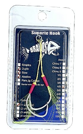 Suporte Hook 4/0 Slow Duplo com Flash atrativo