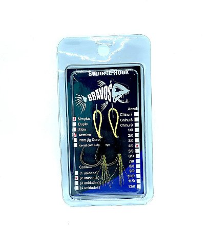 Suporte Hook 4/0 Simples com Flash atrativo (2 unidades)