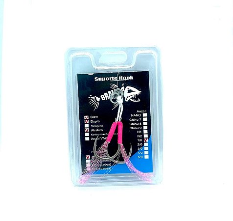 Suporte Hook 1/0 Slow Duplo com Flash Atrativo (Kevlar Branco)