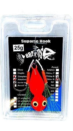 Jig 25g Corujinha com Micro Suporte Hook Chinu 9 com Flash Atrativo