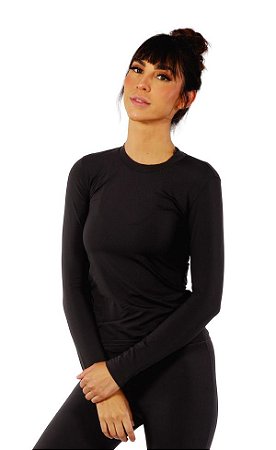 CAMISETA FEMENINA MANGA LONGA TERMICA ICE NEW ELASTIC PRETO