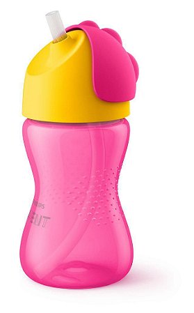 Copo Com Canudo Dinossauro Rosa 300 ml - Philips Avent