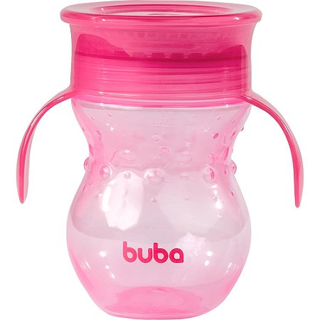 Copo 360º com alça - Rosa - Buba