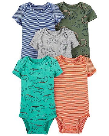 Kit Body 5 Peças Listrinhas Laranja - RN - Carter's