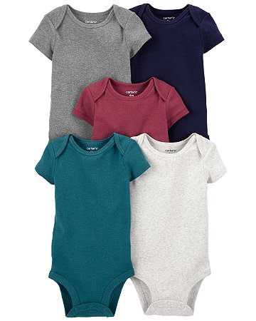 Kit Body 5 Peças Basic Azul Petróleo - 3m (1 a 3 meses) - Carter's