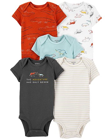 Kit Body 5 Peças Elefante/Jacaré - 12m (9 a 12 meses) - Carter's