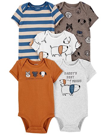 Kit Body 5 Peças Dog Marrom - 24m (18 a 24 meses) - Carter's