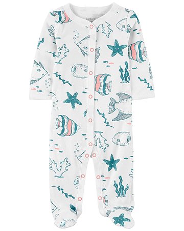 Pijama com pezinho Fundo do Mar Girl - 6m (3 a 6 meses) - Carter's