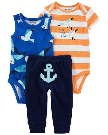 Conjunto 3 Peças Marinheiro Azul/Laranja - 18m (12 a 18 meses) - Carter's